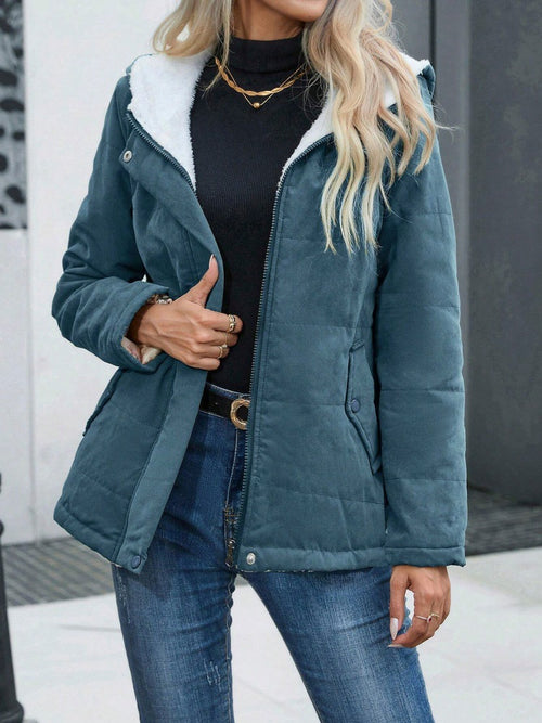 Sherpa Lined Quilted Hooded Jacket