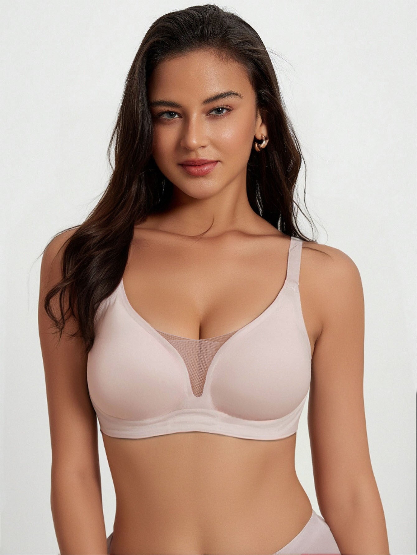 Women Smooth Wireless Daily Bra Lightweight No Underwire Underwear - Pink / S
