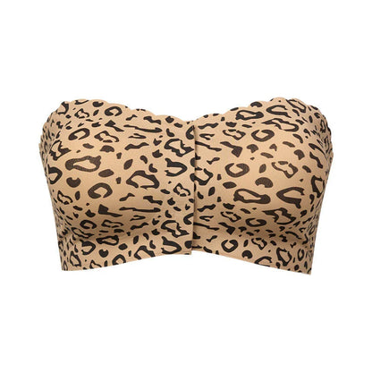 Hugmecurve® Womens Strapless Bra Non-Slip Padded Bandeau Bras Front Closure Bras for Women Wavy Trim Seamless Tube Top Bralette