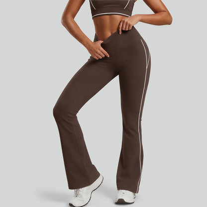 Contrast Seam High-Waist Flare Leggings