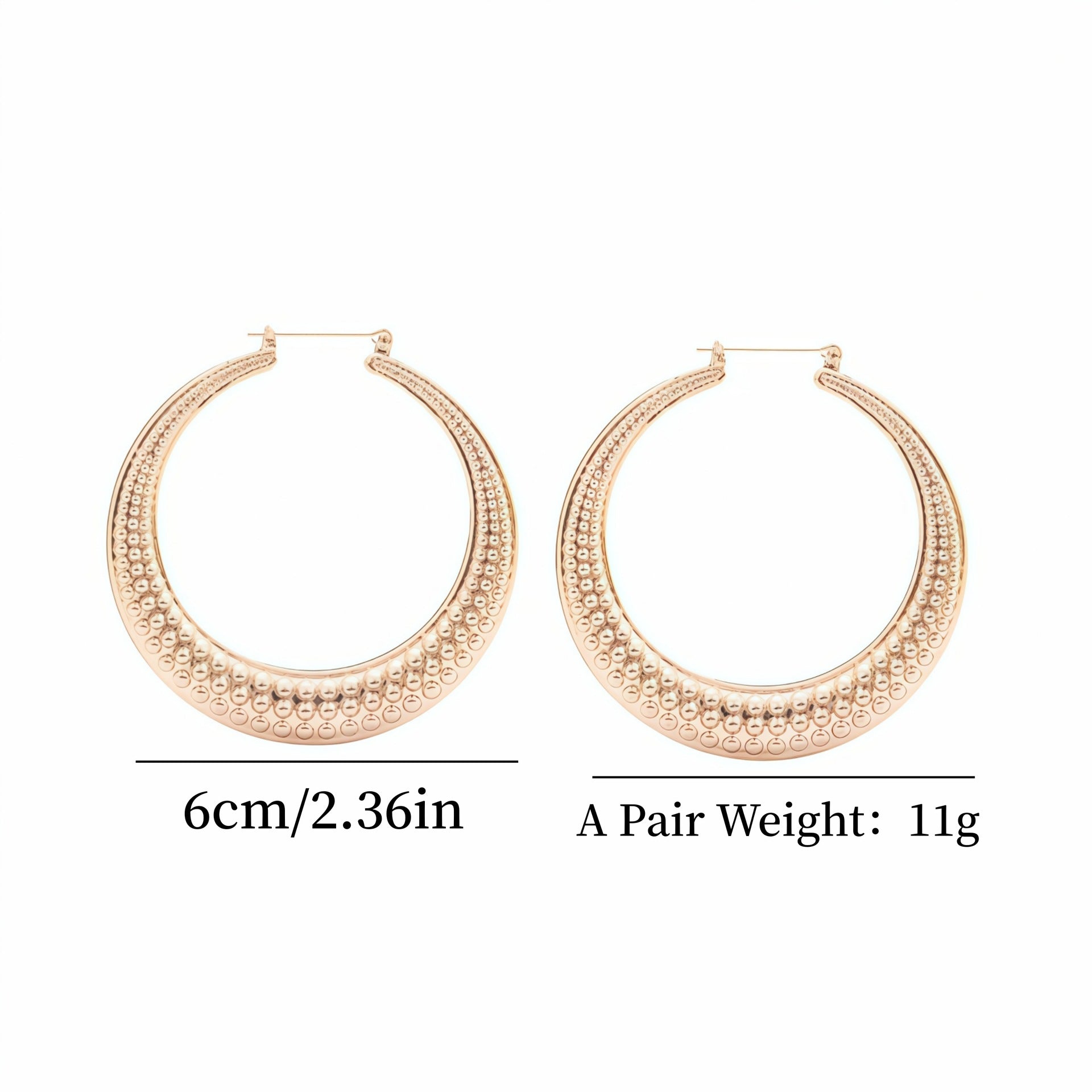 Large Hammered Teardrop Hoop Earrings Bold Textured 14K Gold Plated Statement Hoops - 6cm, kc gold small full moon