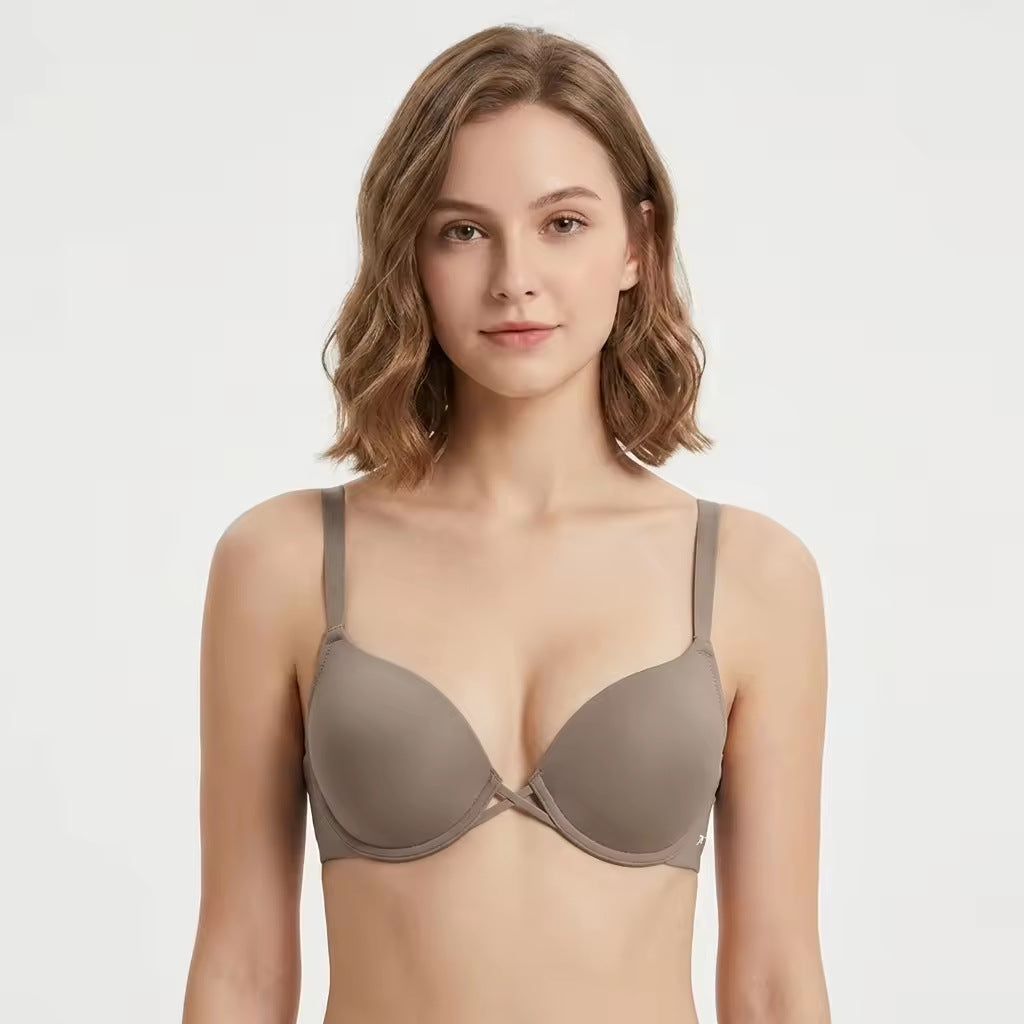 Smooth Crisscross Underwire Push Up T-Shirt Bra - Grey / 70B