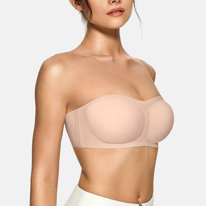 Strapless Wireless Bandeau Bra Non-Slip Jelly Support Seamless Tube Top Bra Invisible Under Dress Everyday Bralette for