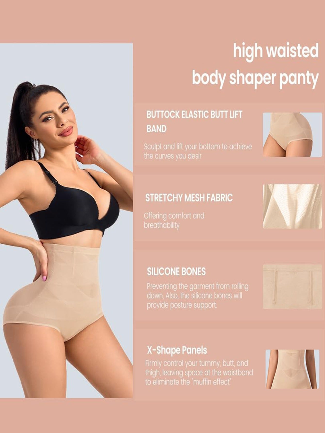 Hugmecurve® High Waist Hip Lift Cross Tummy Control Underwear
