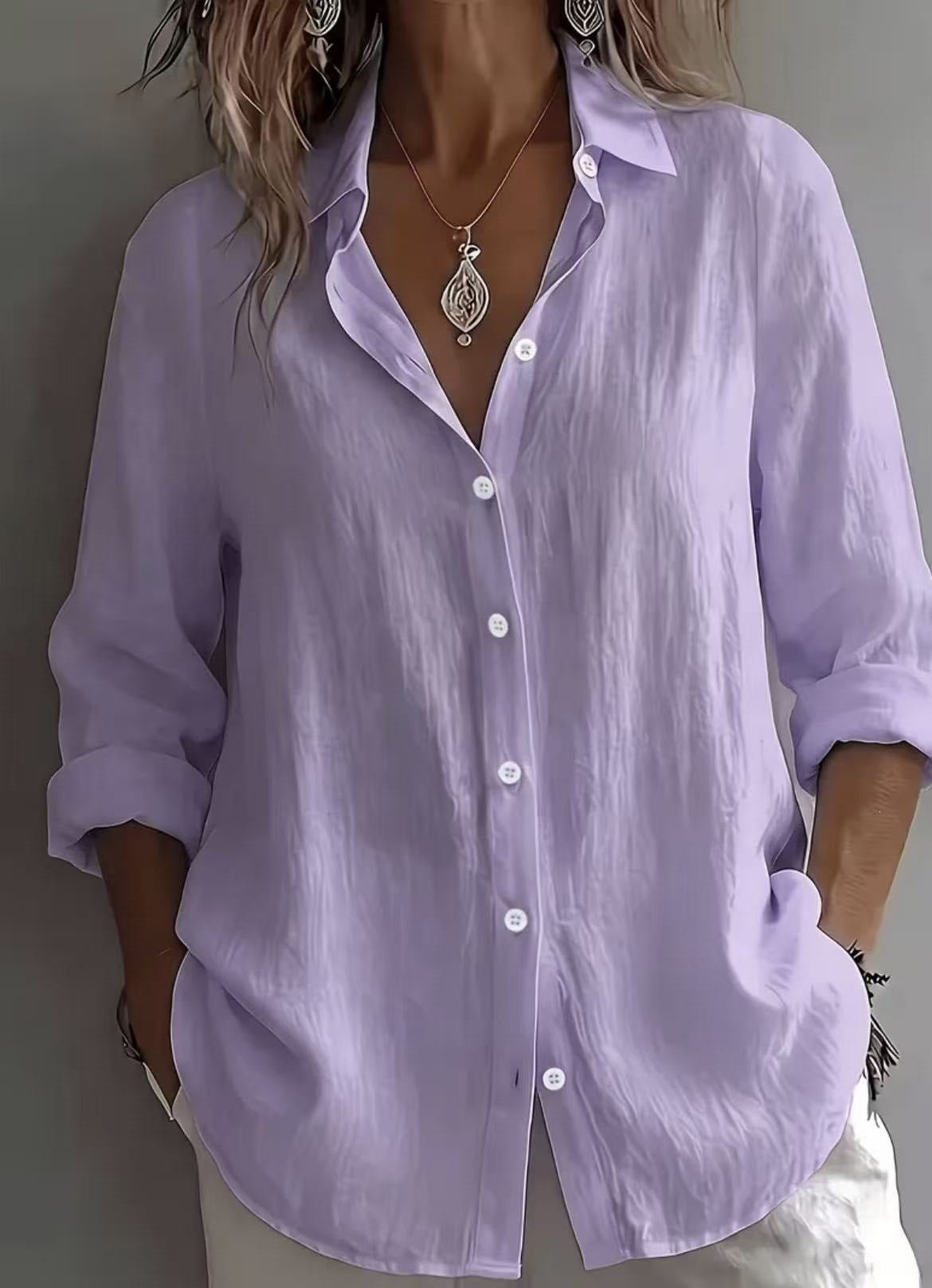 Linen Blend Button Front Casual Shirt