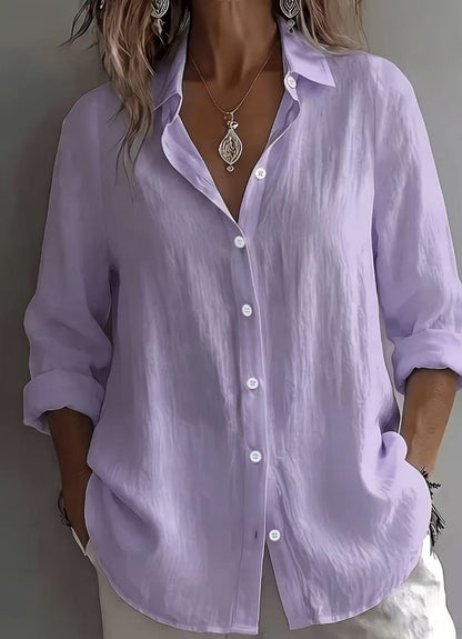 Linen Blend Button Front Casual Shirt