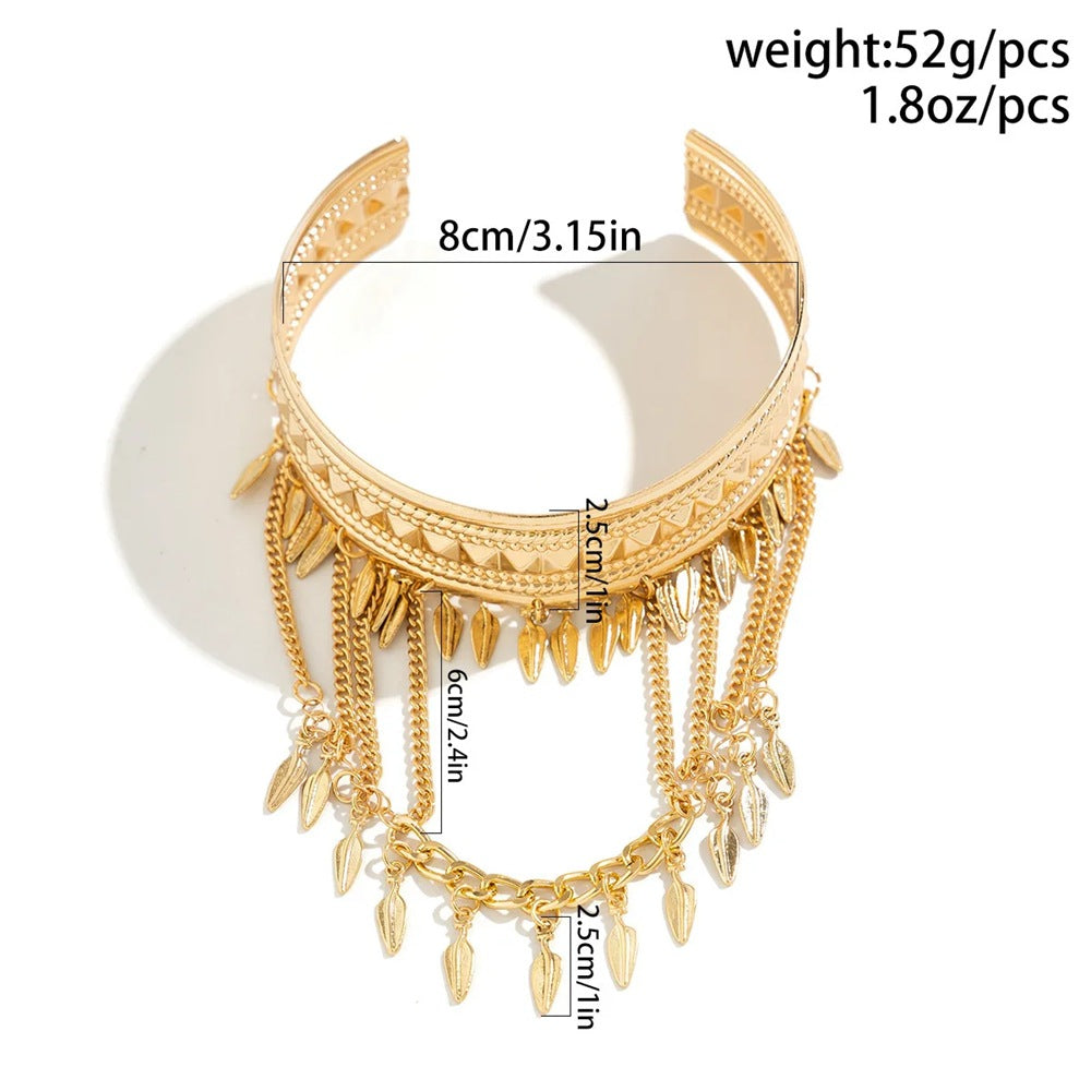 New Fashion Women’s Minimal Versatile Casual Street Style Leaf Coin Tassel Chain Linked Bracelet