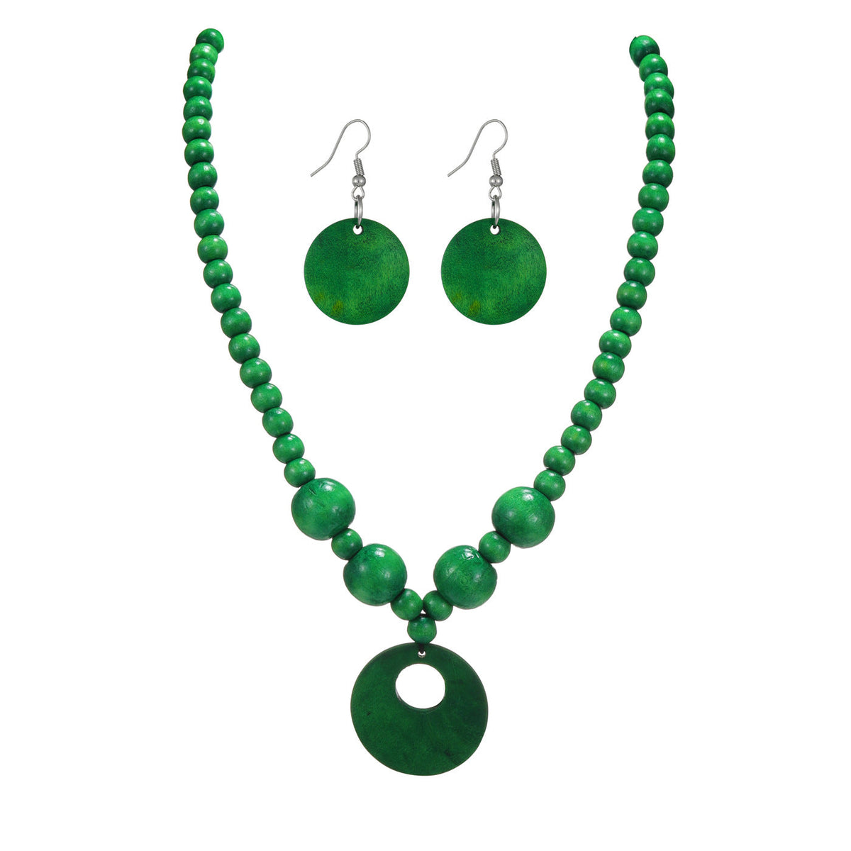 3pcs Jewelry Sets Fashionable Handmade Wood Beaded Necklace and Earrings Women’s Jewelry