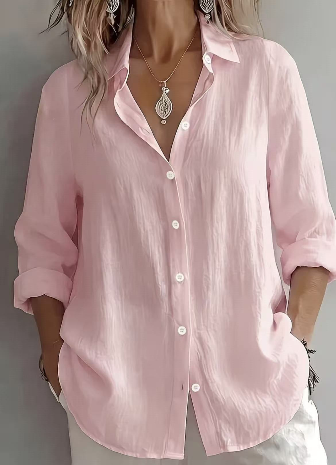 Linen Blend Button Front Casual Shirt
