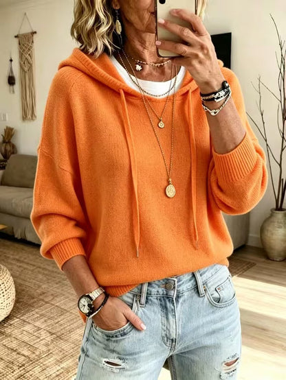 Women's Pullover Sweater Jumper Vacation Daily Stylish Hooded Knitted 3/4 Length Sleeve Long Tops Knit