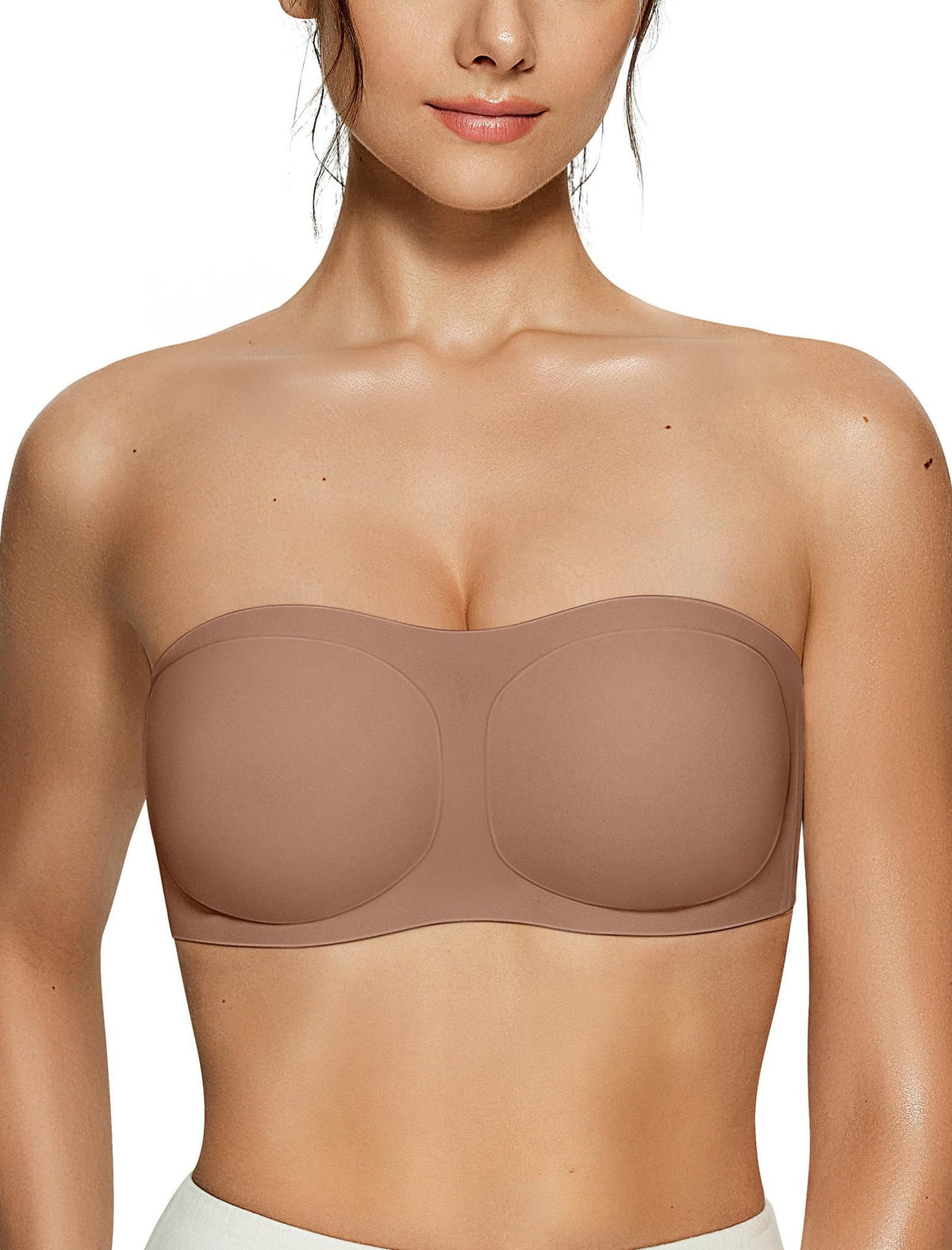 Strapless Wireless Bandeau Bra Non-Slip Jelly Support Seamless Tube Top Bra Invisible Under Dress Everyday Bralette for
