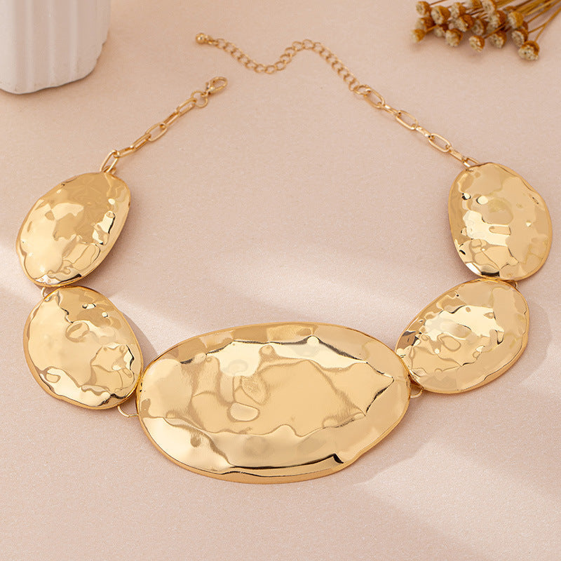 Chunky Choker Necklace & Matching Stud Earrings - T695 geometric necklace