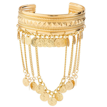 New Fashion Women’s Minimal Versatile Casual Street Style Leaf Coin Tassel Chain Linked Bracelet