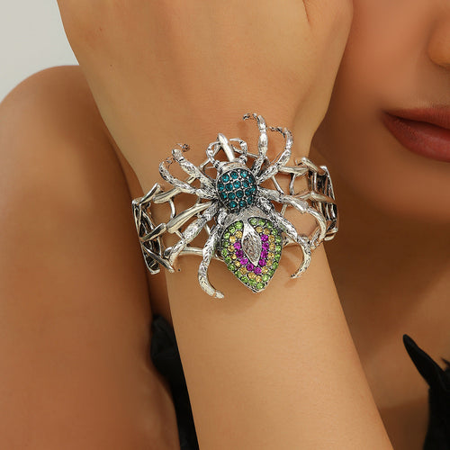 Multicolor Crystal Spider Web Cuff Bracelet - 2pcs Silver– Save 20% 