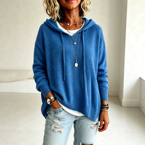 Women's Pullover Sweater Jumper Vacation Daily Stylish Hooded Knitted 3/4 Length Sleeve Long Tops Knit