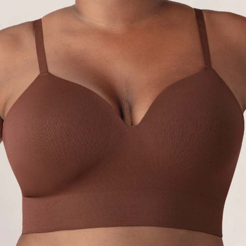 Soft Stretch No Wire Everyday Bra Invisible Under Clothes Intimates - Brown / S