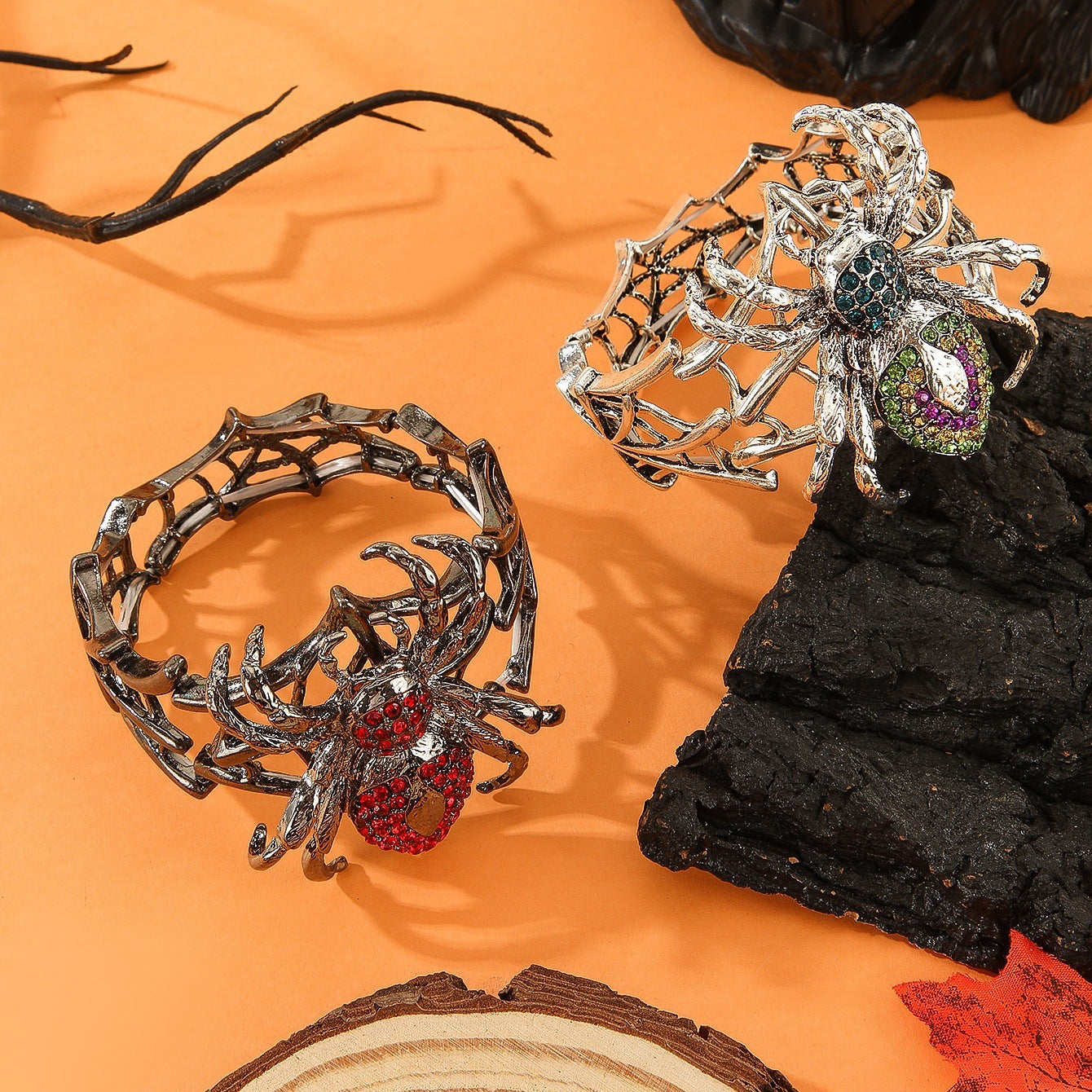 Multicolor Crystal Spider Web Cuff Bracelet - 🔥2pcs Silver + Black – Save 20% 