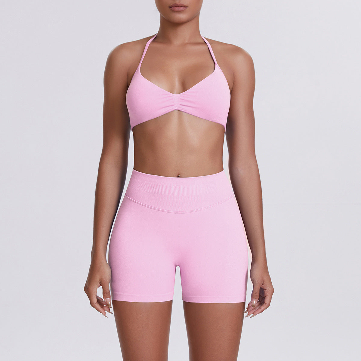 New Women's Sporty Yoga Set, High-Waist Tight-Fitting Shorts and Tank Top
