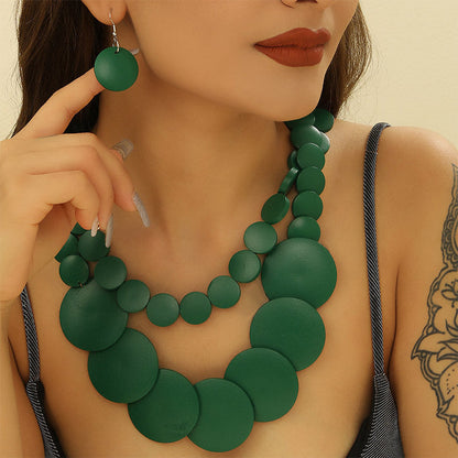 Colorbeat Boho Necklace & Earrings Set - 6 colors - Green