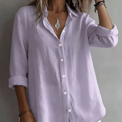 Linen Blend Button Front Casual Shirt