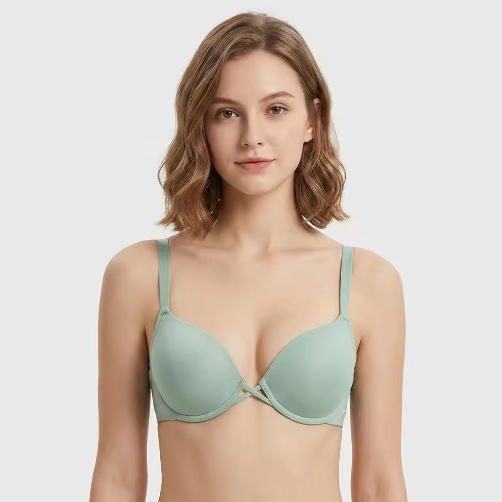 Smooth Crisscross Underwire Push Up T-Shirt Bra - Light green / 70B