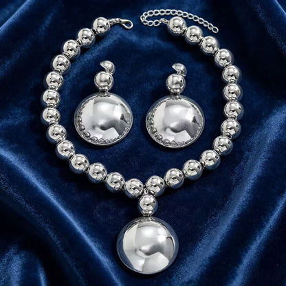 Chunky Round Ball Jewelry 2-Piece Set | Statement Beaded Choker & Triple Ball Drop Earrings