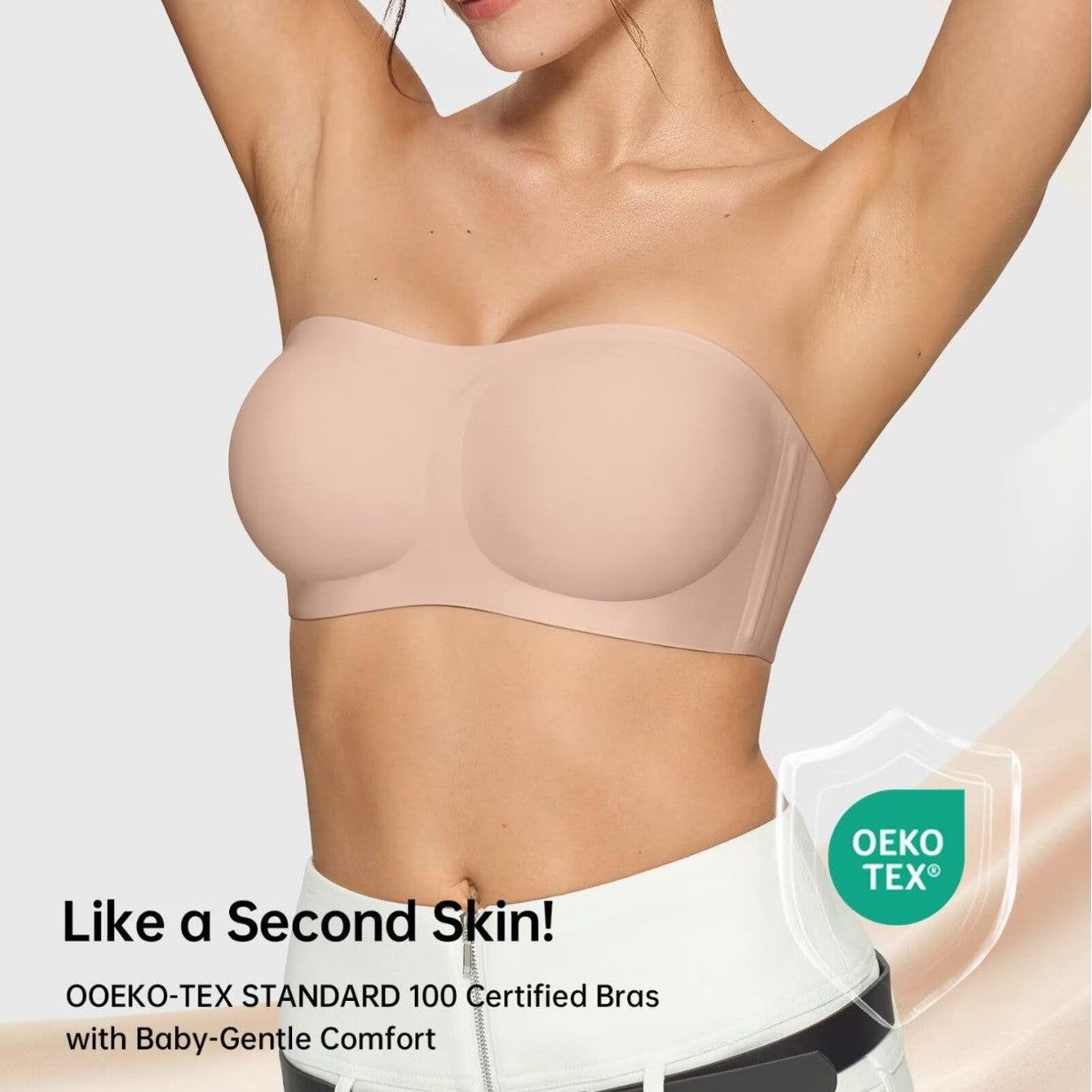 Strapless Wireless Bandeau Bra Non-Slip Jelly Support Seamless Tube Top Bra Invisible Under Dress Everyday Bralette for