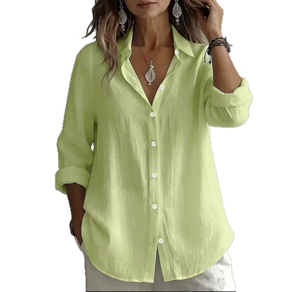 Linen Blend Button Front Casual Shirt