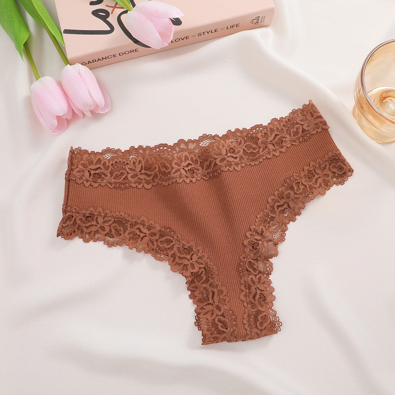 Hugmecurve® Women's Cotton Panties Lace Low Rise Basic Brazilian Bikini Cute Panties