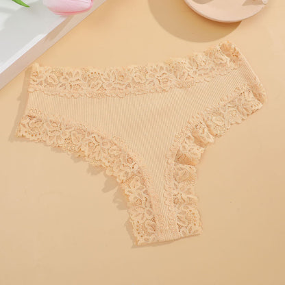 Hugmecurve® Women's Cotton Panties Lace Low Rise Basic Brazilian Bikini Cute Panties