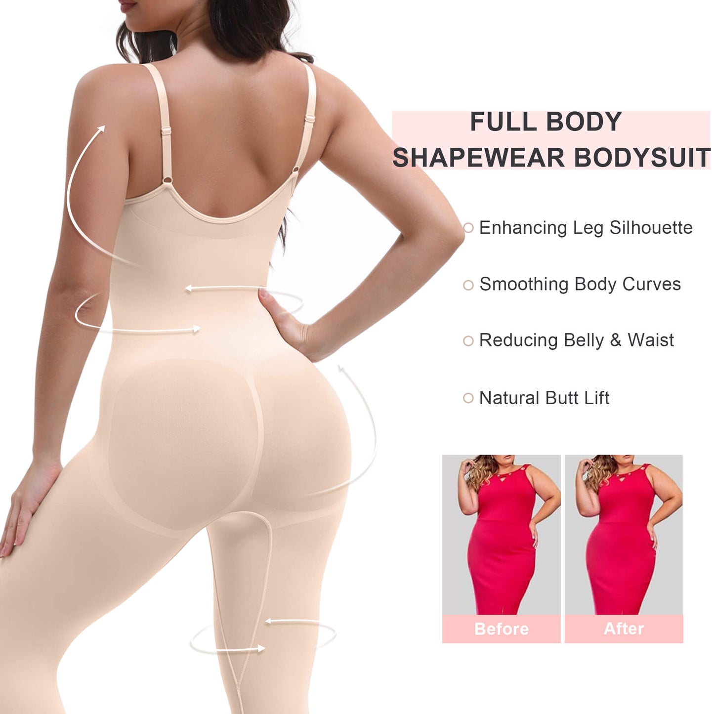 hugmecurve 3-in-1 Seamless Full Body Compression Legging Bodysuit