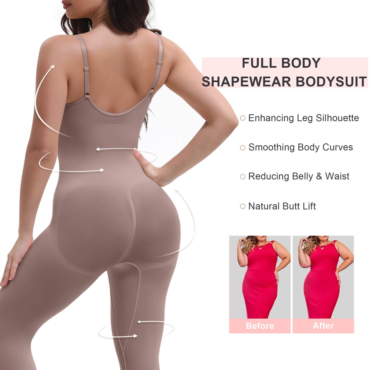 hugmecurve 3-in-1 Seamless Full Body Compression Legging Bodysuit