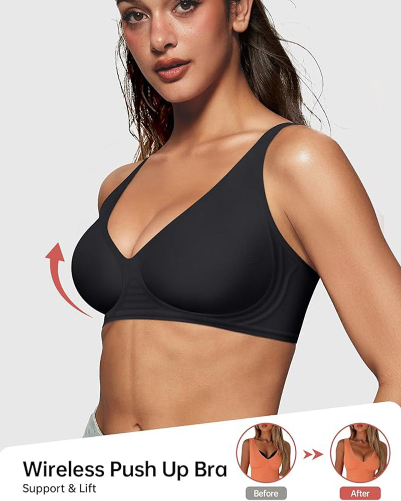 Hugmecurve Seamless Deep V Push-Up Wireless Bra