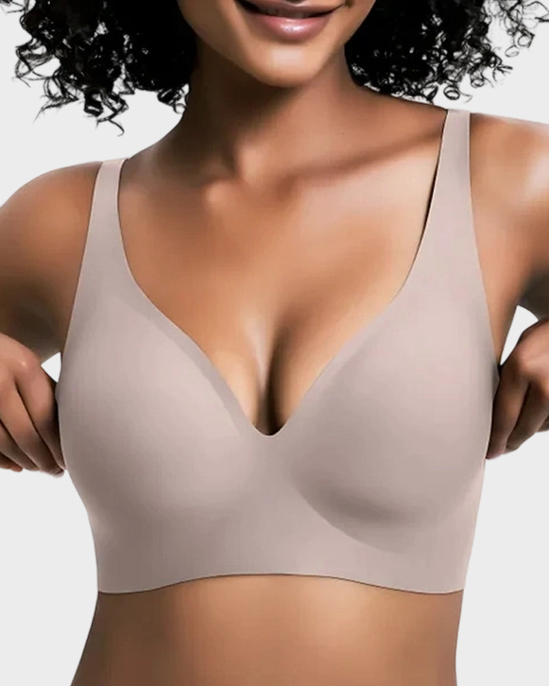 hugmecurve Seamless Deep V Push-Up Wireless Bra Truekind Convertible Strapless Bandeau Bra with Wireless Comfort, Anti-Slip Grip & Removable Straps