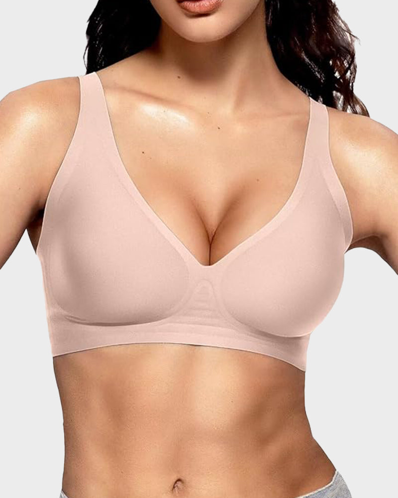 hugmecurve Seamless Deep V Push-Up Wireless Bra Truekind Convertible Strapless Bandeau Bra with Wireless Comfort, Anti-Slip Grip & Removable Straps