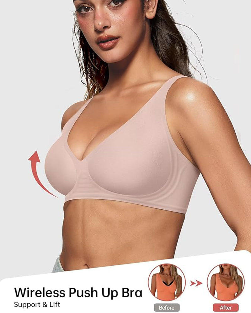 Hugmecurve Seamless Deep V Push-Up Wireless Bra