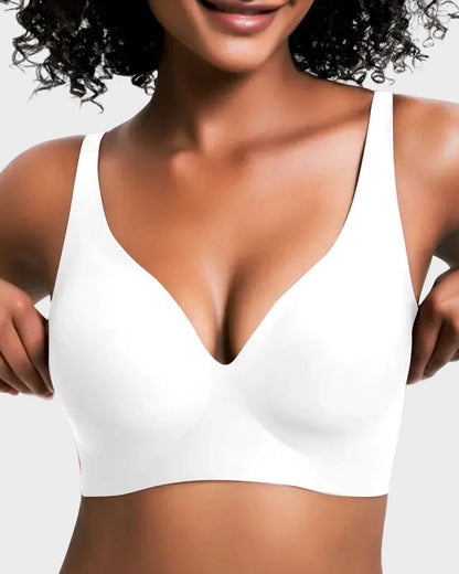 hugmecurve Seamless Deep V Push-Up Wireless Bra Truekind Convertible Strapless Bandeau Bra with Wireless Comfort, Anti-Slip Grip & Removable Straps