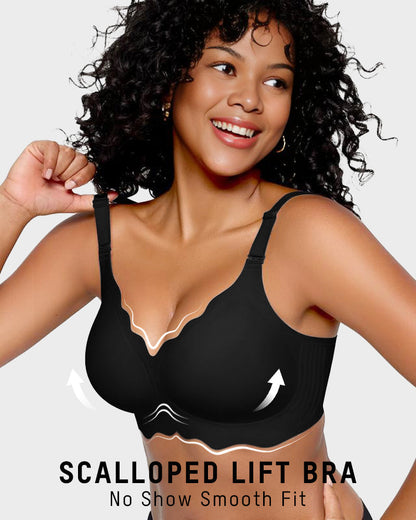 Hugmecurve Soft Full Coverage Scalloped Wireless Jelly Bra