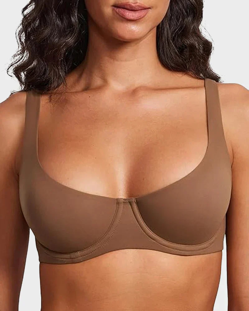 Hugmecurve Underwire Support Seamless Unlined Balconette Bra
