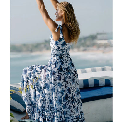 Hugmecurve® V Neck Lace Up Strip Plant Prints One Piece Swimsuit and Skirt/Sarong