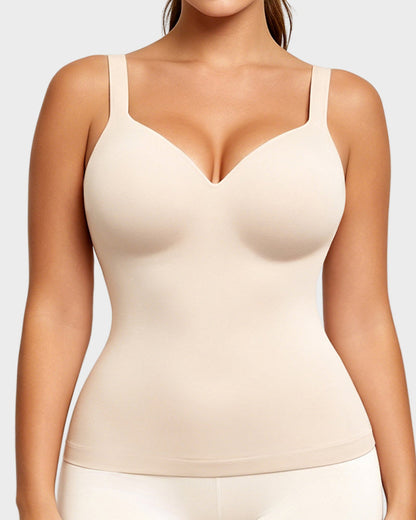 V-Neck Built-In Bra Shaping Cami - Nude / S