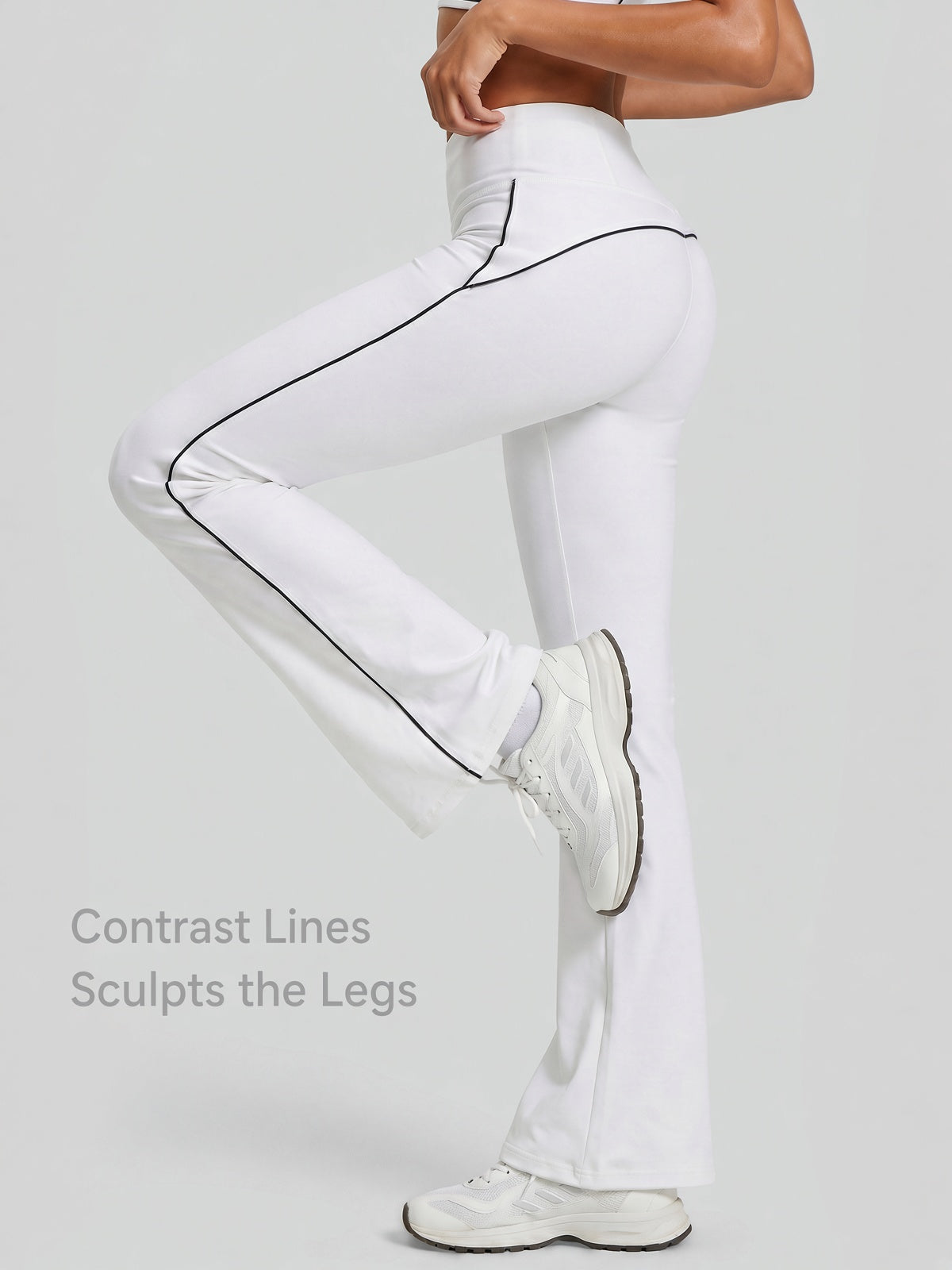 Contrast Seam High-Waist Flare Leggings