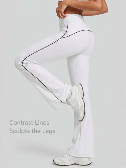 Contrast Seam High-Waist Flare Leggings