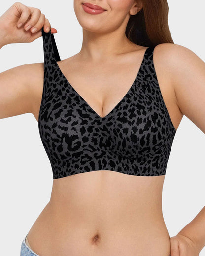 Hugmecurve Wireless Leopard V-Neck Contour Bra