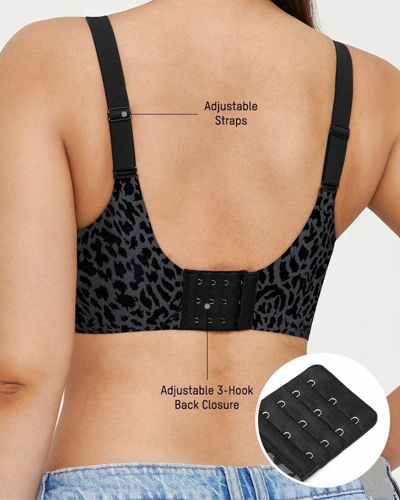 Hugmecurve Wireless Leopard V-Neck Contour Bra