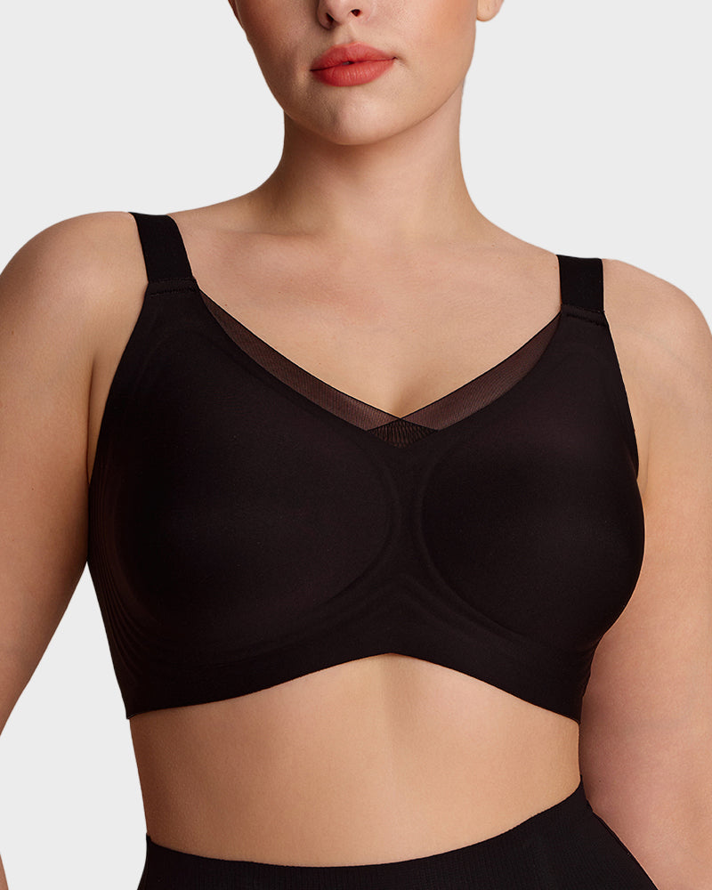 Hugmecurve Womens Wireless Bras V Mesh Comfortable Bralette Supportive