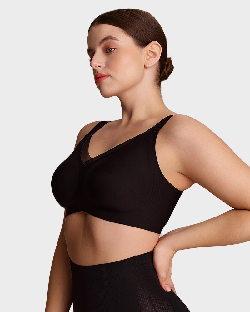 Hugmecurve Womens Wireless Bras V Mesh Comfortable Bralette Supportive