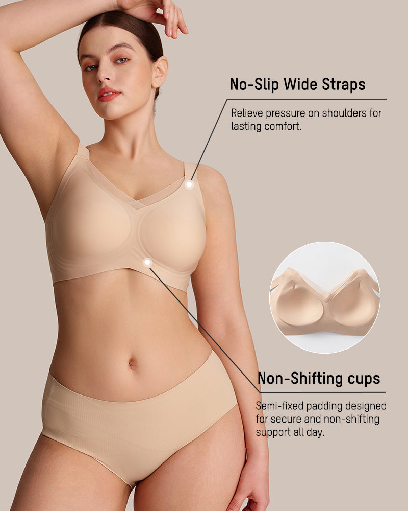 Hugmecurve Womens Wireless Bras V Mesh Comfortable Bralette Supportive