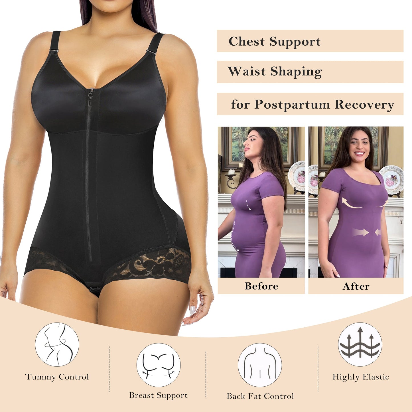 hugmecurve Fajas Colombianas Moldeadoras Postpartum Tummy Control Shapewear for Women Body Shaper Girdles Compression Garment