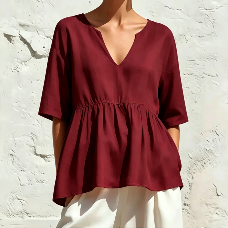 V-Neck Ruffle Sleeve Peplum Blouse